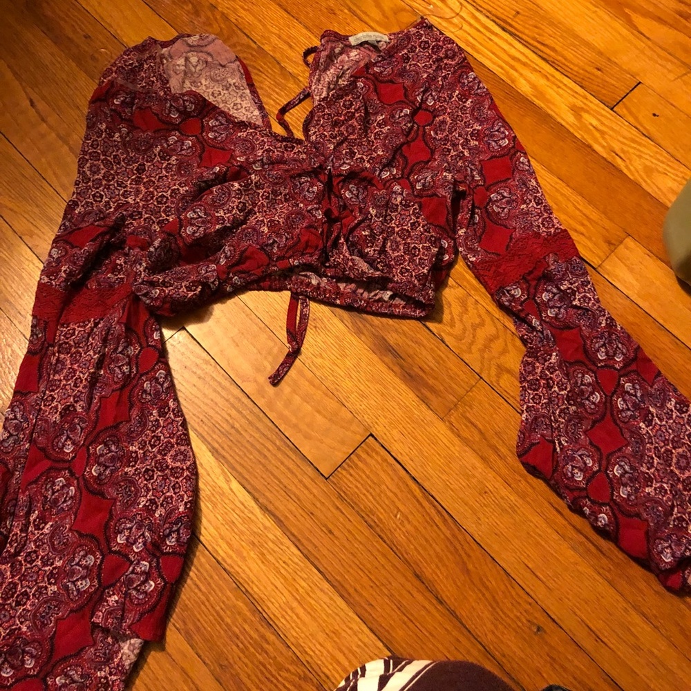 Crop Top Bell Sleeve